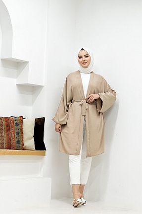 کافتان و کیمونو حجاب بژ زنانه پنبه ای CNG MODA - کد 740066412
