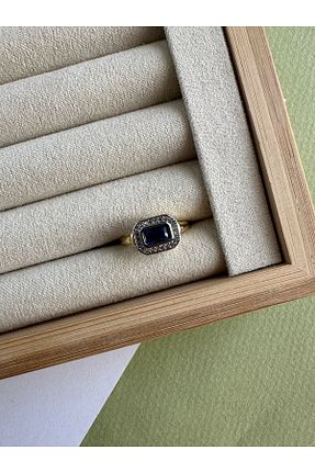 انگشتر جواهر سرمه ای زنانه زیرکن ringbox - کد 839344267