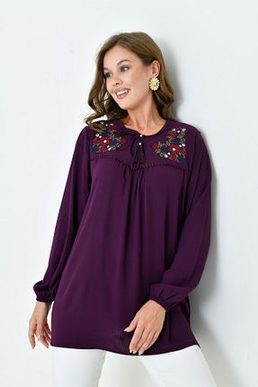 بلوز بنفش زنانه ساده Genel Markalar - کد 854794095