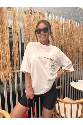 بلوز سفید زنانه چاپی MODA - کد 835937766