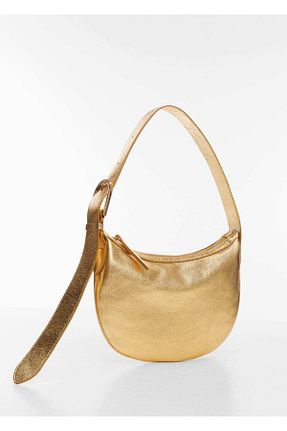 کیف دوشی طلائی زنانه پارچه ای MANGO - کد 800325187