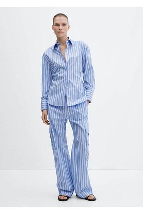 بلوز آبی زنانه رگولار MANGO - کد 822182576