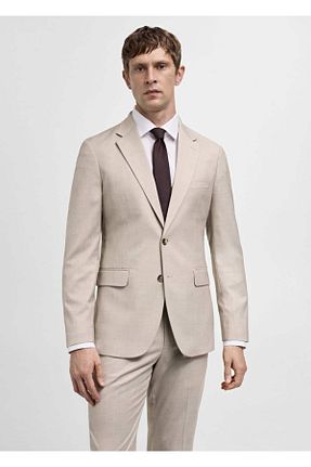 کت بژ مردانه اسلیم فیت MANGO Man - کد 812102995