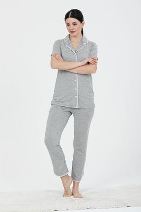 ست لباس راحتی طوسی زنانه ساده Pjs Pijama - کد 677281148