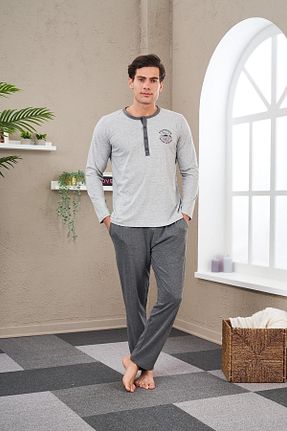 ست لباس راحتی طوسی مردانه ساده Pjs Pijama - کد 370475572