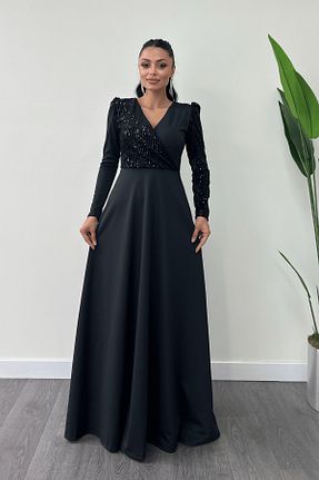 لباس مجلسی و فارغ التحصیلی مشکی زنانه کرپ giyimmasalı - کد 215180298