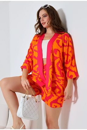 شلوارک و برمودا سایز بزرگ نارنجی زنانه کش دار Elif Ay - کد 839269867