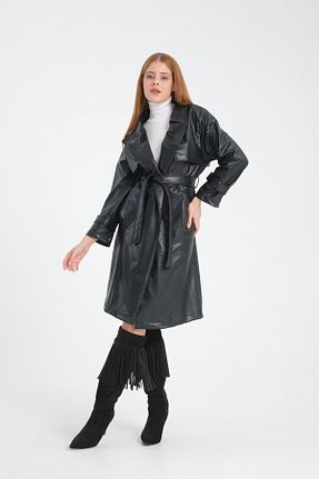 ترنچکت حجاب مشکی زنانه چرم مصنوعی Esbersi - کد 854872493