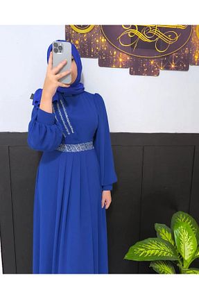 لباس مجلسی حجاب سرمه ای زنانه شیفون mihratesettür - کد 852733272