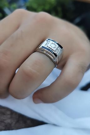 انگشتر طلا سفید مردانه 14 عیار Utku Kuyumculuk - کد 854890390