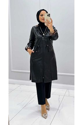 مانتو بلند حجاب مشکی زنانه پلی اورتان MODA MAÇKA PARK - کد 760265824