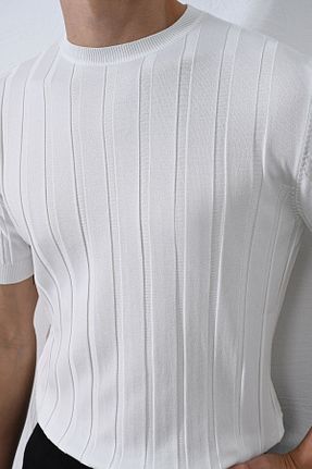 تیشرت سفید مردانه اسلیم فیت İLKCET MODA - کد 839963282