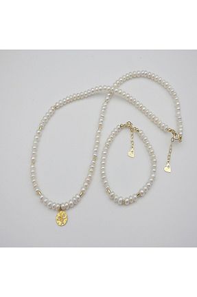 گردنبند مروارید سفید مروارید فرهنگی Gold Piedra - کد 854905828