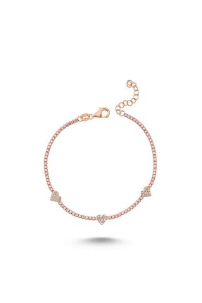 دستبند نقره صورتی زنانه 925 عیار Bulvardi - کد 52456694