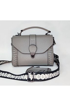 کیف پستچی طوسی زنانه چرم خالص valentina victoria - کد 851834511