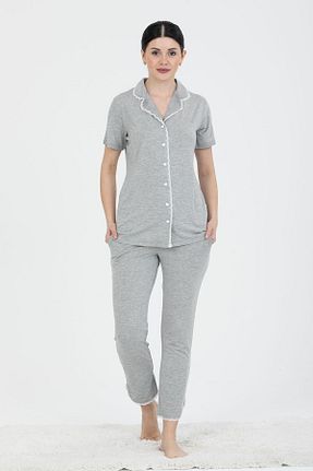 ست لباس راحتی طوسی زنانه ساده Pjs Pijama - کد 677281148