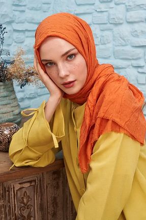 شال نارنجی زنانه پنبه ای Madame Polo - کد 855088551