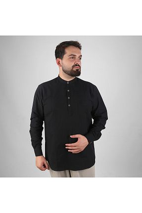 پیراهن مشکی مردانه رگولار İkranur - کد 854850651