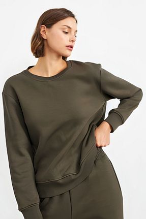 سوئیشرت خاکی زنانه ساده Caddemia - کد 854848079