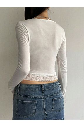 بلوز سفید زنانه ساده DENOKMODA - کد 854881210