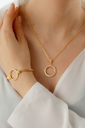 گردنبند نقره طلائی زنانه 925 عیار Silvano Jewelry - کد 444294904