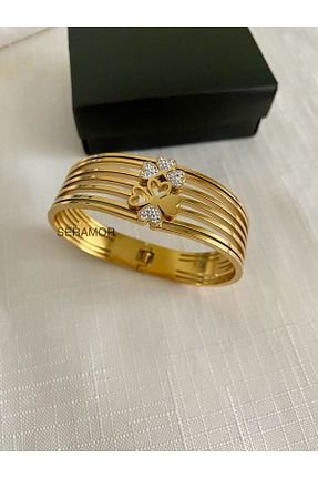دستبند استیل (فولاد) طلائی زنانه استیل ضد زنگ SERAMOR - کد 847862647