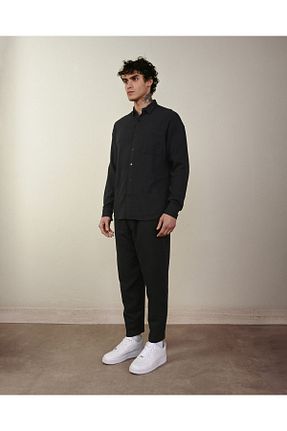 پیراهن مشکی مردانه گشاد İLKCET MODA - کد 807365008