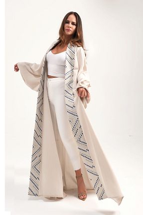 کافتان و کیمونو حجاب بژ زنانه کتان Marever Fashion - کد 316645579