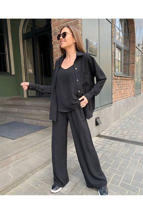 ست بالاتنه و پائین تنه مشکی زنانه بافتنی Ladyone - کد 835951054
