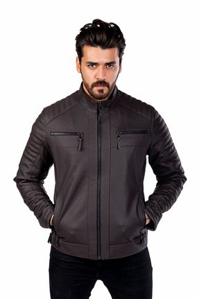 کاپشن سفید مردانه اسلیم فیت BATU DERİ - کد 255190908