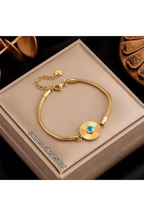 دستبند استیل (فولاد) طلائی زنانه استیل (فولاد) SONES - کد 770656563