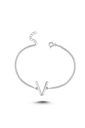 دستبند نقره خاکی زنانه 925 عیار Genel Markalar - کد 164490047