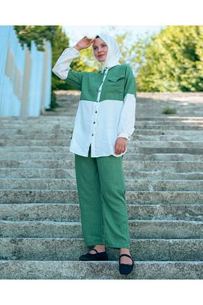 ست بالاتنه و پائین تنه حجاب سبز زنانه رگولار Mec Fashion - کد 855091663