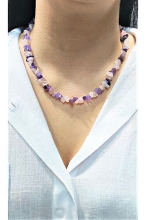 گردنبند جواهر صورتی زنانه سنگ Armis - کد 169404991