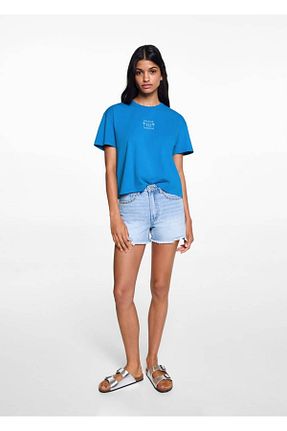 تیشرت آبی زنانه رگولار MANGO Teen - کد 824759567