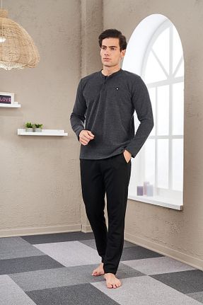 ست لباس راحتی طوسی مردانه بافت دار Pjs Pijama - کد 371956243