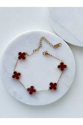 دستبند استیل (فولاد) زرشکی زنانه استیل (فولاد) CHARMLUCKY - کد 765449776
