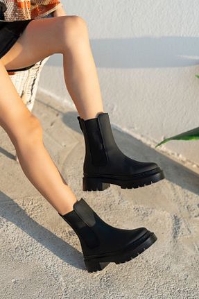 بوت / نیم بوت مشکی زنانه چرم مصنوعی bakacstore - کد 347931030