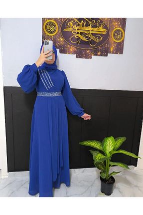 لباس مجلسی حجاب سرمه ای زنانه شیفون mihratesettür - کد 852733272