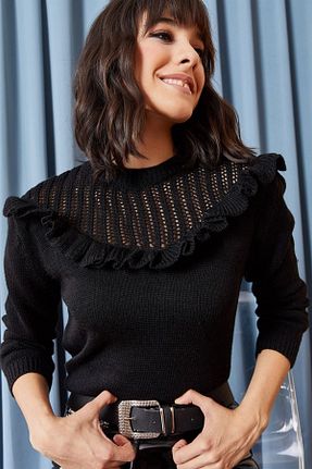 پلیور مشکی زنانه ساده AQE FASHION - کد 151831153