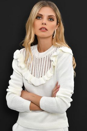 پلیور سفید زنانه ساده AQE FASHION - کد 151830993