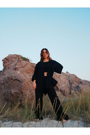 کیمونو و کافتان مشکی زنانه %100 پنبه koipeople - کد 752695668