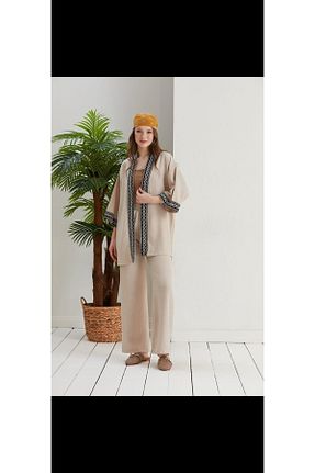 ست بالاتنه و پائین تنه بژ زنانه بافتنی VOVSTYLE - کد 811683344