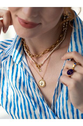 گردنبند نقره طلائی زنانه 925 عیار Linya Jewellery - کد 729999105