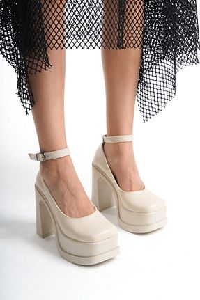 کفش پاشنه بلند کلاسیک بژ زنانه چرم مصنوعی asmi shoes - کد 847289393