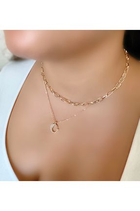 گردنبند جواهر طلائی زنانه برنجی TAKİŞKO - کد 855156054