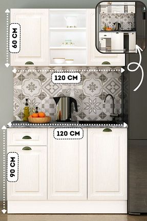 کابینت های آماده آشپزخانه سفید Suntalam Fly Mobilya - کد 94198926