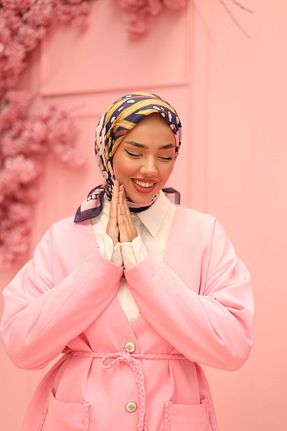 روسری زرد پلی استر Silk Home - کد 855213206