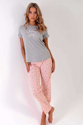 ست لباس راحتی طوسی زنانه طرح دار New Pajamas - کد 842864443