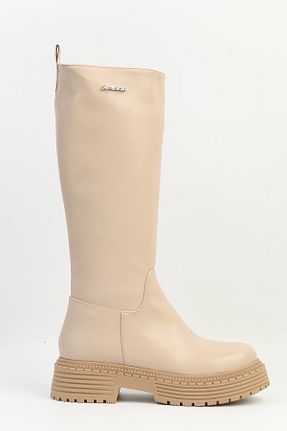 بوت / نیم بوت بژ زنانه چرم مصنوعی Pierre Cardin - کد 855268542